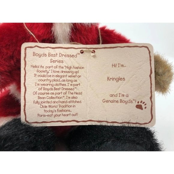 Boyds Bears Plush Kringles Best Dressed Series Head Bean Collection Tag Santa - Picture 3 of 5